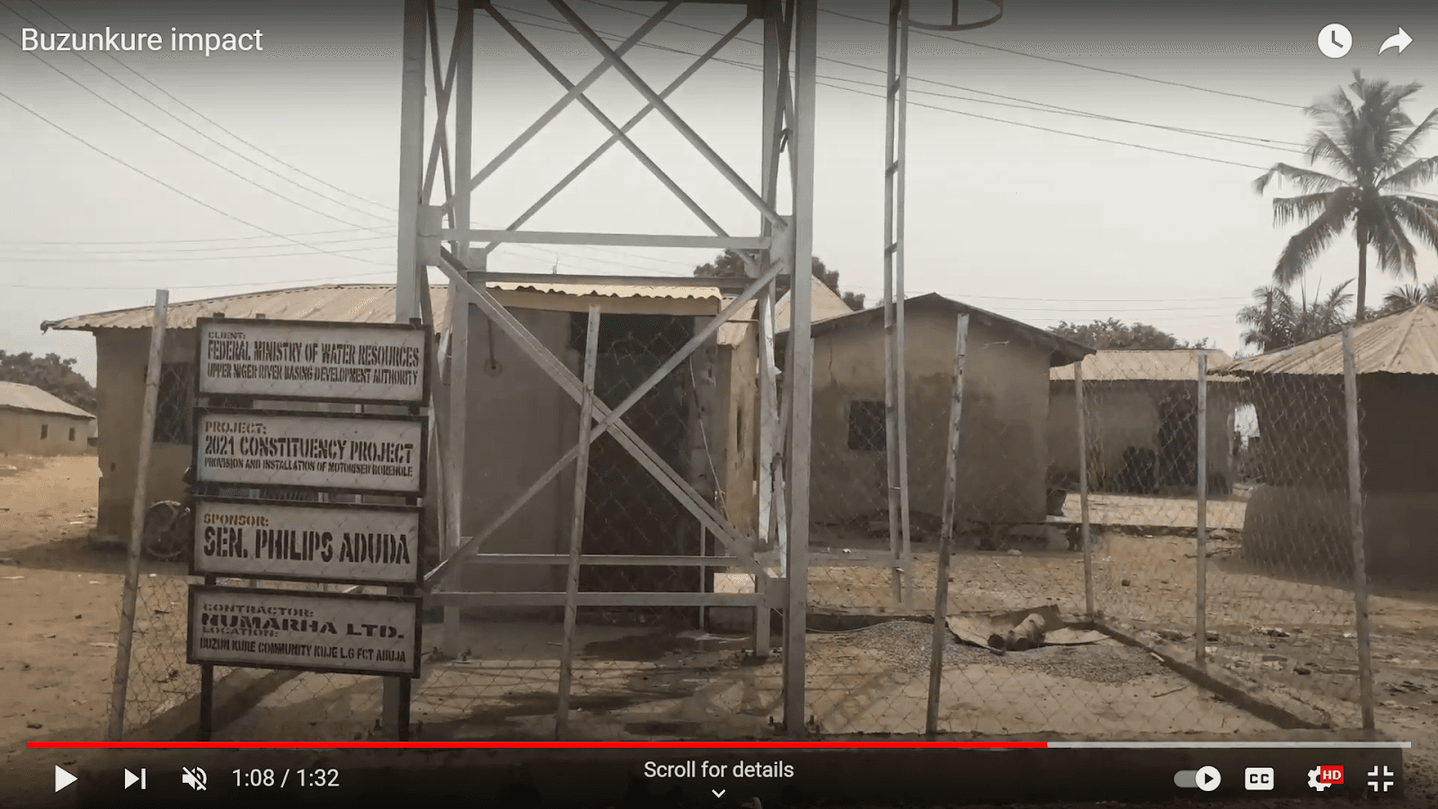 The newly constructed borehole in Buzunkure